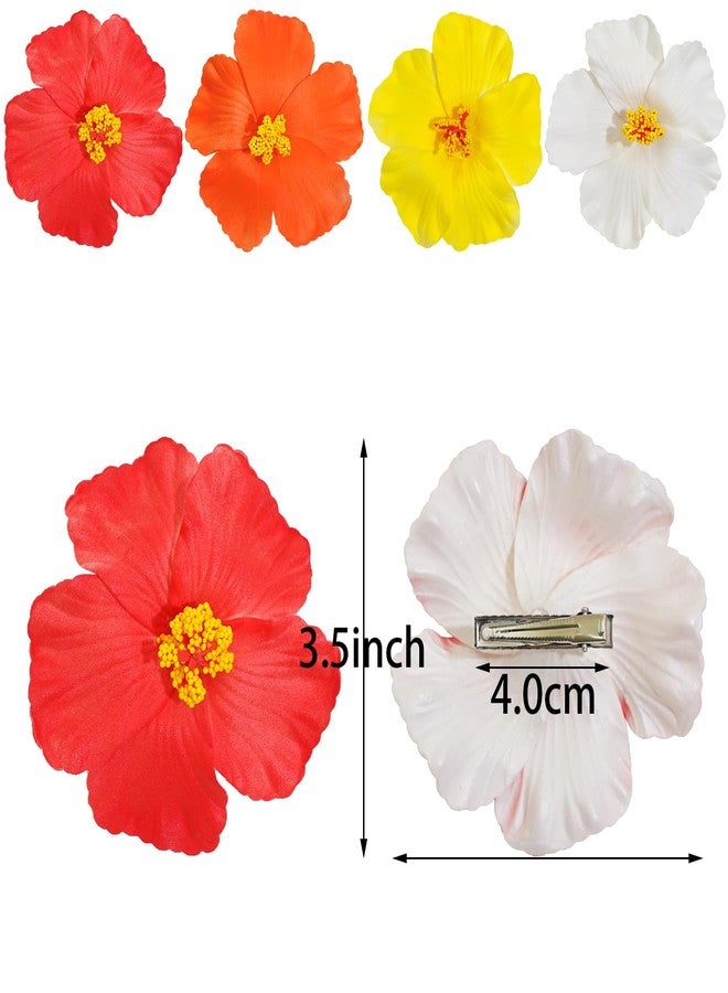 Jeffan 2 PCS Hawaiian Flowers Hair Clips, Hibiscus Flowers Hair Clip Beach Party Bohemian Flower Hair Accessories for Women Girls Dancer Bride Wedding Beach Party (Red) - Image 2